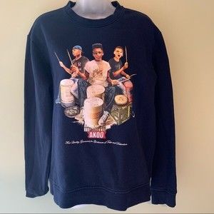 AKOO Drum Set Black Sweatshirt, Size Large